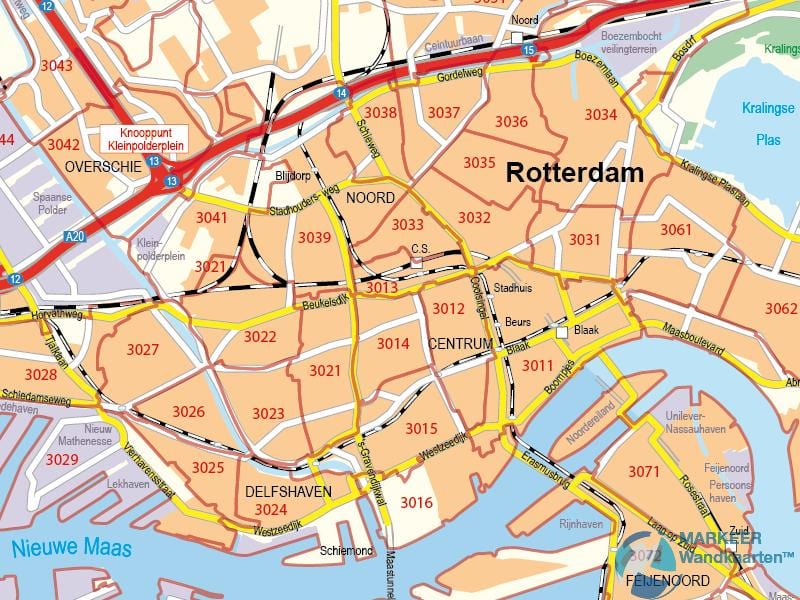 Mapa Rotterdamu, Kod pocztowy 