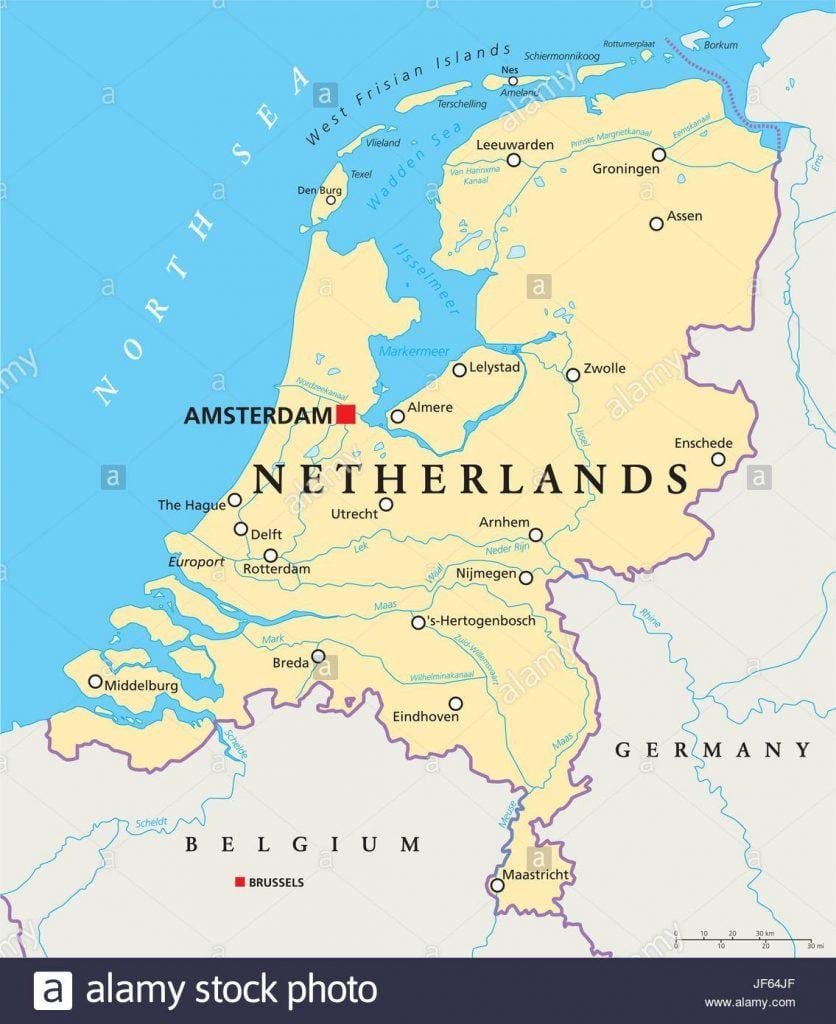 Mapa Rotterdamu i Amsterdamu