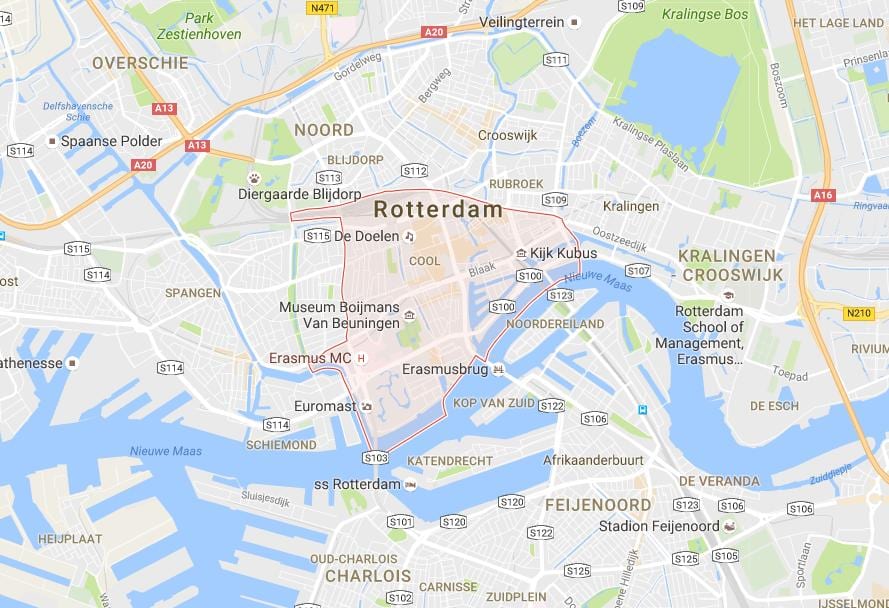 Rotterdamskim centrum na mapie
