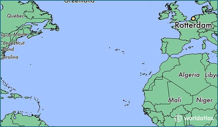 mapa Rotterdamu na świecie 