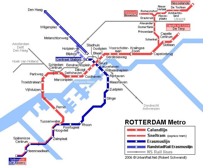 Rotterdam transportu publicznego mapie