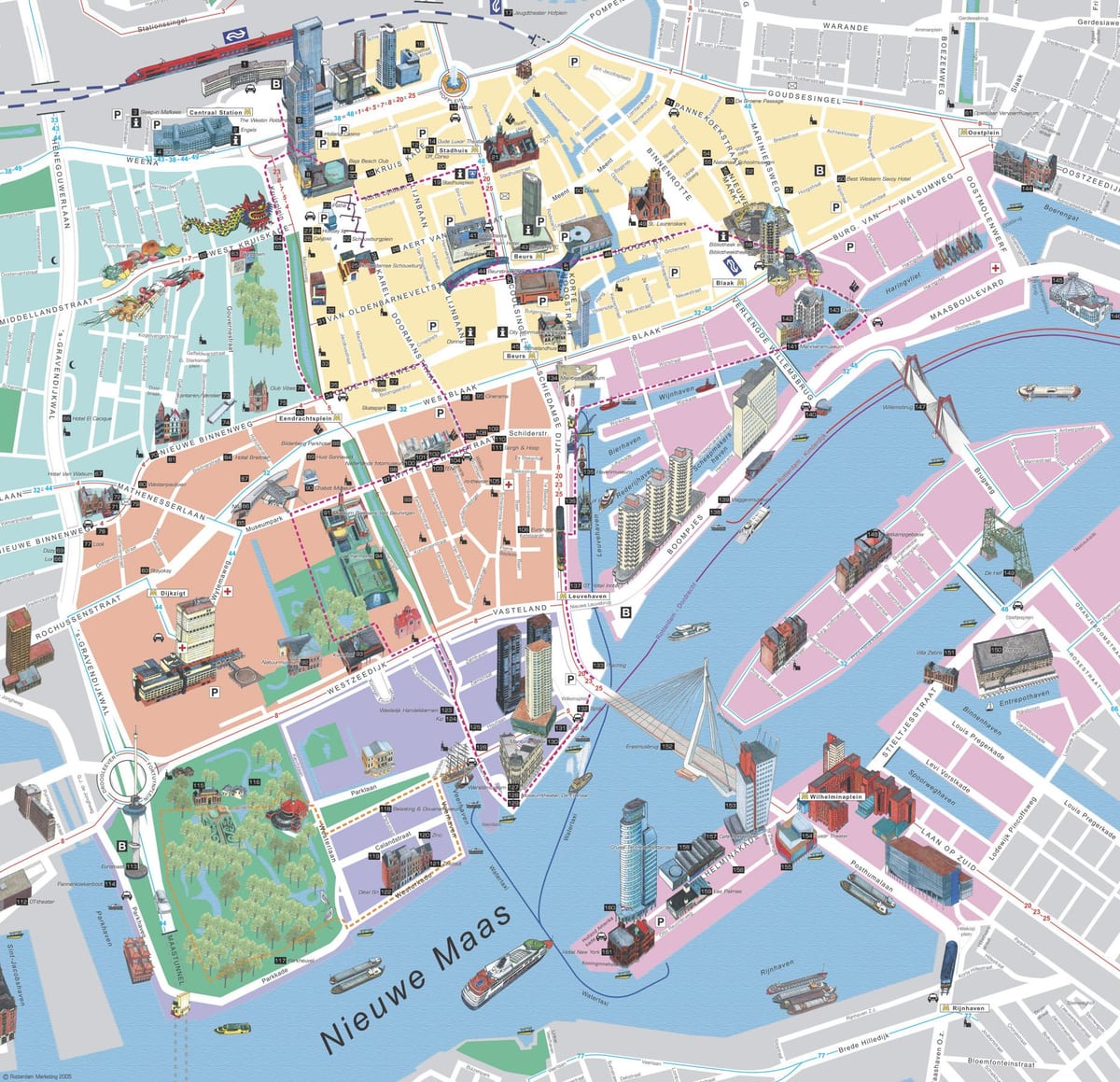 Mapa Rotterdam zabytki 