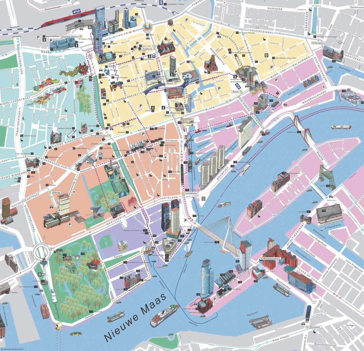 Mapa Rotterdam zabytki 