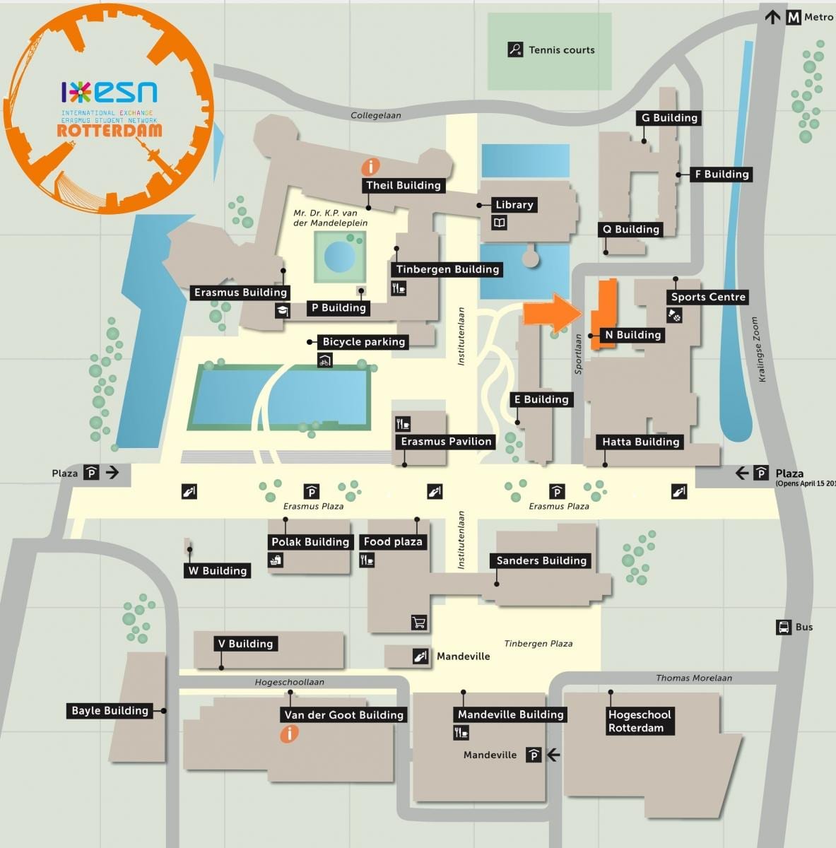 Mapa uniwersytetu imienia Erazma z rotterdamu 