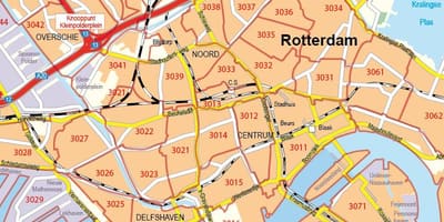 Mapa Rotterdamu, Kod pocztowy 