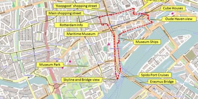 Mapa Rotterdamu piesza wycieczka 